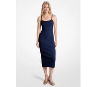 MK Abito midi in maglia stretch a coste con catena - Blu - Michael Kors L