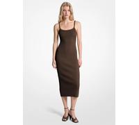 MK Abito midi in maglia stretch a coste con catena - Marrone - Michael Kors XS