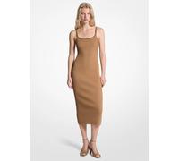 MK Abito midi in maglia stretch a coste con catena - Marrone - Michael Kors XXS