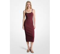 MK Abito midi in maglia stretch a coste con catena - Rosso - Michael Kors M