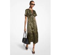 MK Abito midi in raso martellato floreale - Verde - Michael Kors XS