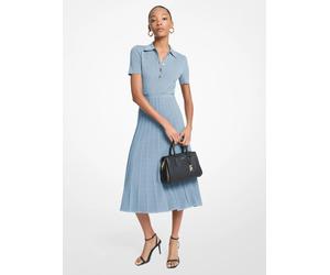 MK Abito polo longuette in maglia stretch a coste - Blu - Michael Kors XXS