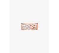 MK Anello Mott in argento sterling con placcatura in metallo prezioso, logo e pavé - Oro Rosa - Michael Kors EU 55