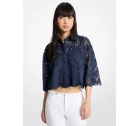 MK Blusa cropped in pizzo cordonato floreale - Blu - Michael Kors M