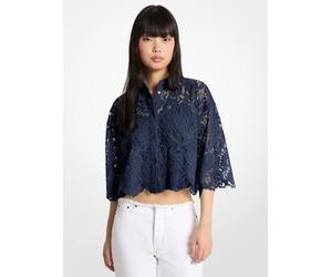 MK Blusa cropped in pizzo cordonato floreale - Blu - Michael Kors M