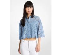 MK Blusa cropped in pizzo cordonato floreale - Blu - Michael Kors S