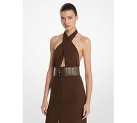 MK Body in jersey opaco stretch con scollo all'americana - Marrone - Michael Kors M