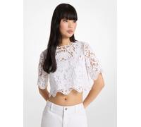 MK Camicia cropped in pizzo floreale di cotone - Bianco - Michael Kors XXS