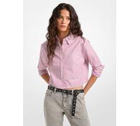 MK Camicia Oxford cropped in popeline di cotone a righe - Rosa - Michael Kors XS