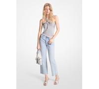 MK Canotta in maglia stretch metallizzata con scollo all'americana e aperture - Argento - Michael Kors L