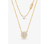 MK Collana a due fili in argento sterling placcato in metallo prezioso con disco in pavé - Oro - Michael Kors ONE SIZE