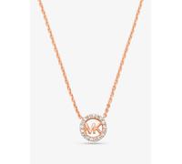 MK Collana con ciondolo Fulton in argento sterling placcato in metallo prezioso con logo e pavé - Oro Rosa - Michael Kors ONE SIZE