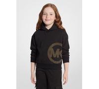 MK Felpa con cappuccio in maglia metallizzata con logo e borchie - Nero - Michael Kors 5Y