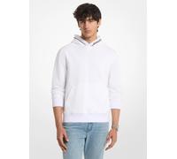 MK Felpa con cappuccio in misto cotone con logo sul bordo - Bianco - Michael Kors XL