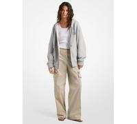 MK Felpa oversize in cotone foderato in pile con cappuccio - Grigio - Michael Kors XL
