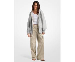MK Felpa oversize in cotone foderato in pile con cappuccio - Grigio - Michael Kors XL