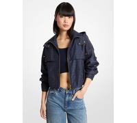 MK Giacca cropped con cappuccio e logo jacquard - Blu - Michael Kors
