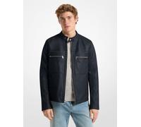 MK Giacca Racer in pelle con doppia zip - Blu - Michael Kors M