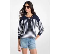 MK Maglia in lana a righe con cappuccio e lacci - Blu - Michael Kors XXS