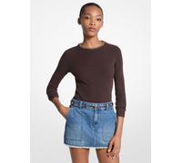 MK Maglia in misto viscosa a coste con dettaglio a catena - Marrone - Michael Kors M