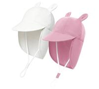 MK MATT KEELY 2 Pezzi Cappello Estivo Bambino Cappellino da Sole Neonato Bambini Cappello da Legionario Protezione Solare,Ros Bianco,6-12 Mesi