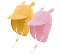 MK MATT KEELY 2 Pezzi Cappello Estivo Bambino Cappellino da Sole Neonato Bambini Cappello da Legionario Protezione Solare,Ros Giallo,2-4 Anni