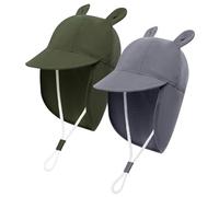 MK MATT KEELY 2 Pezzi Cappello Estivo Bambino Cappellino da Sole Neonato Bambini Cappello da Legionario Protezione Solare,Verde Scuro+Grigio,6-12 Mesi