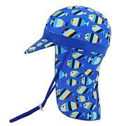 MK MATT KEELY Cappello da Sole Bambino Cappello Estivo Asciugatura Rapida Neonato Protezione Nuca Ragazzi Ragazze per 1-10 Anni,Pesce Blu Scuro
