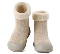 MK MATT KEELY Scarpe Calzini Antiscivolo Inverno Bambino Scarpe Primi Passi Grip Neonato Pantofole Caldo Bambini,Beige,6-12 Mesi