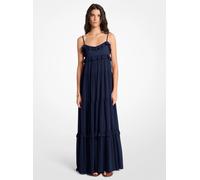 MK Maxi abito in georgette a balze - Blu - Michael Kors XXL