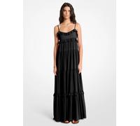 MK Maxi abito in georgette a balze - Nero - Michael Kors XXS