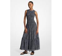 MK Maxi abito in georgette a punto smock e stampa floreale - Blu - Michael Kors S