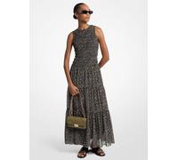 MK Maxi abito in georgette a punto smock e stampa floreale - Verde - Michael Kors XS