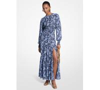 MK Maxi abito in georgette arricciato con stampa paisley - Blu - Michael Kors L