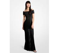 MK Maxi abito in maglia plissettata stretch con spalle scoperte - Nero - Michael Kors XL