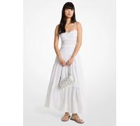 MK Maxi abito in popeline di cotone con arricciature - Bianco - Michael Kors M