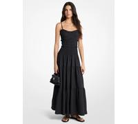 MK Maxi abito in popeline di cotone con arricciature - Nero - Michael Kors XL
