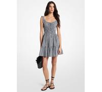 MK Miniabito in cotone a quadretti con arricciature - Nero - Michael Kors L