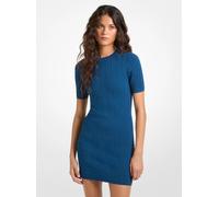 MK Miniabito in maglia a trecce jacquard con logo MK2000 - Blu - Michael Kors S