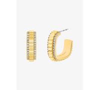 MK Orecchini a cerchio piccoli in ottone dorato con pavé - Oro - Michael Kors ONE SIZE