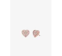 MK Orecchini a forma di cuore in argento sterling con placcatura in metallo prezioso e pavé - Oro Rosa - Michael Kors ONE SIZE