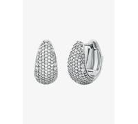 MK Orecchini huggie a goccia in ottone placcato in metallo prezioso con pavé - Argento - Michael Kors ONE SIZE