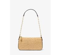 MK Pochette media in paglia lavorata a mano con catena e logo Empire - Naturale - Michael Kors ONE SIZE