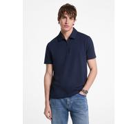 MK Polo in piqué di misto cotone con zip - Blu - Michael Kors