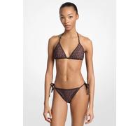MK Reggiseno bikini a triangolo reversibile con logo - Marrone - Michael Kors XS