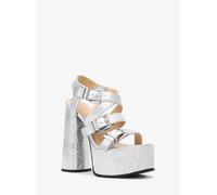 MK Sandalo con plateau Darrington in pelle craquelé metallizzata - Argento - Michael Kors EU 40