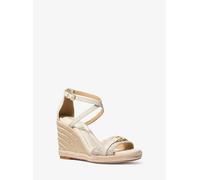 MK Sandalo Mandy in pelle con logo e zeppa - Naturale - Michael Kors EU 41