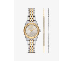 MK Set regalo bracciale con cursore e orologio Lexington bicolore con pavé - Argento - Michael Kors ONE SIZE