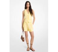 MK Shorts in lino e cotone con pieghe - Giallo - Michael Kors IT 46
