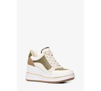 MK Sneaker Emmy in pelle e pelle effetto cavallino con zeppa - Naturale - Michael Kors EU 38